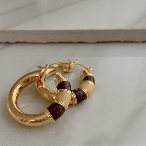 Brown Tube Hoops | 18k Gold Filled - Picture 5 of 7